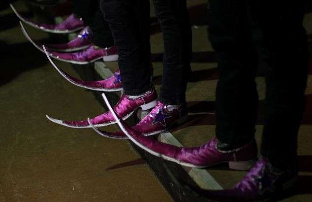 Stivali a punta usati in Matehuala, Messico